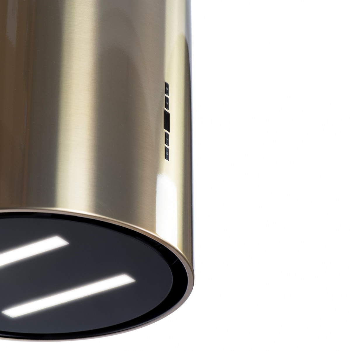Design line vägghängd cylinder köksfläkt HARMONY guld/mässing