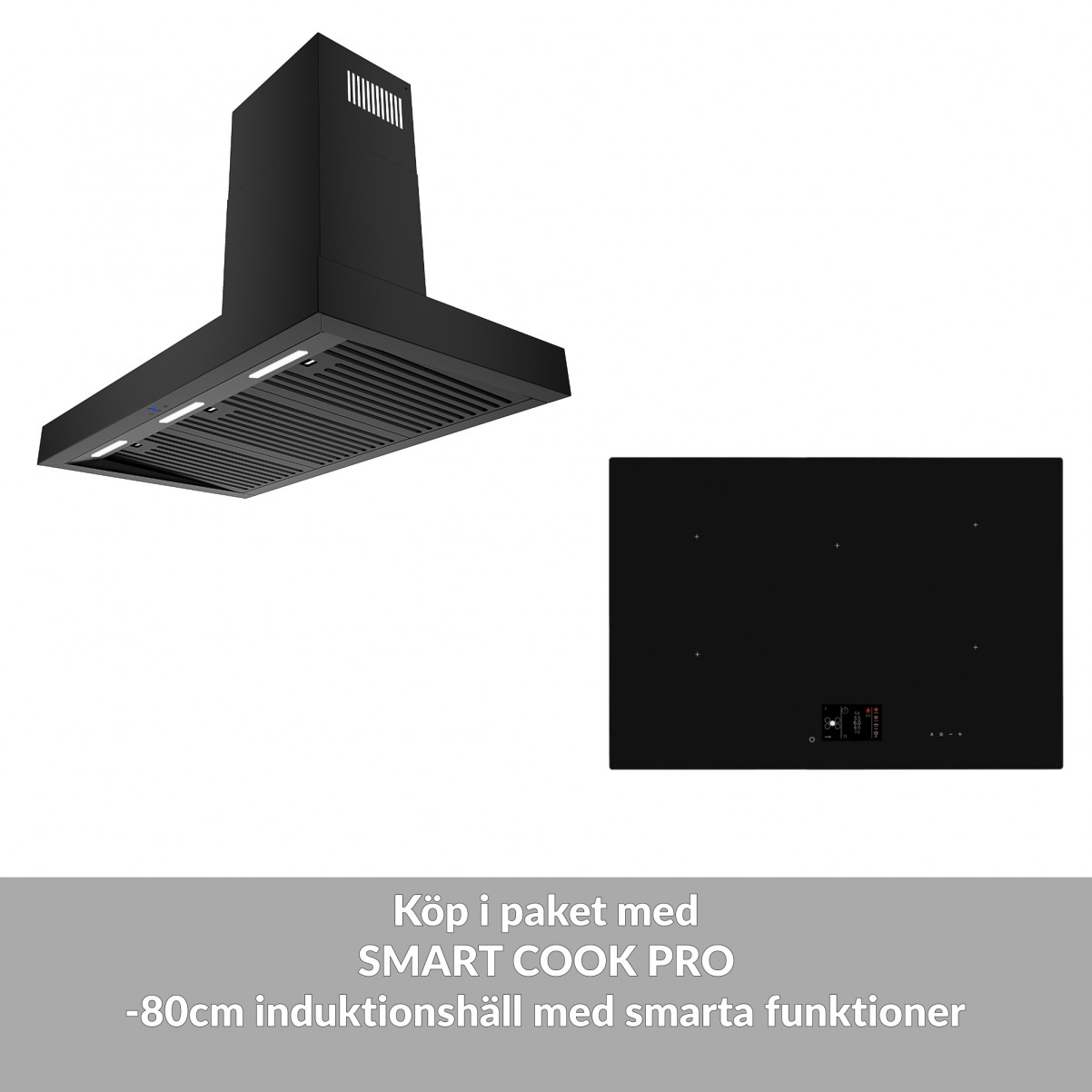 Vägghängd köksfläkt svart 90cm| Swedluxury| TWILIGHT |Design Line