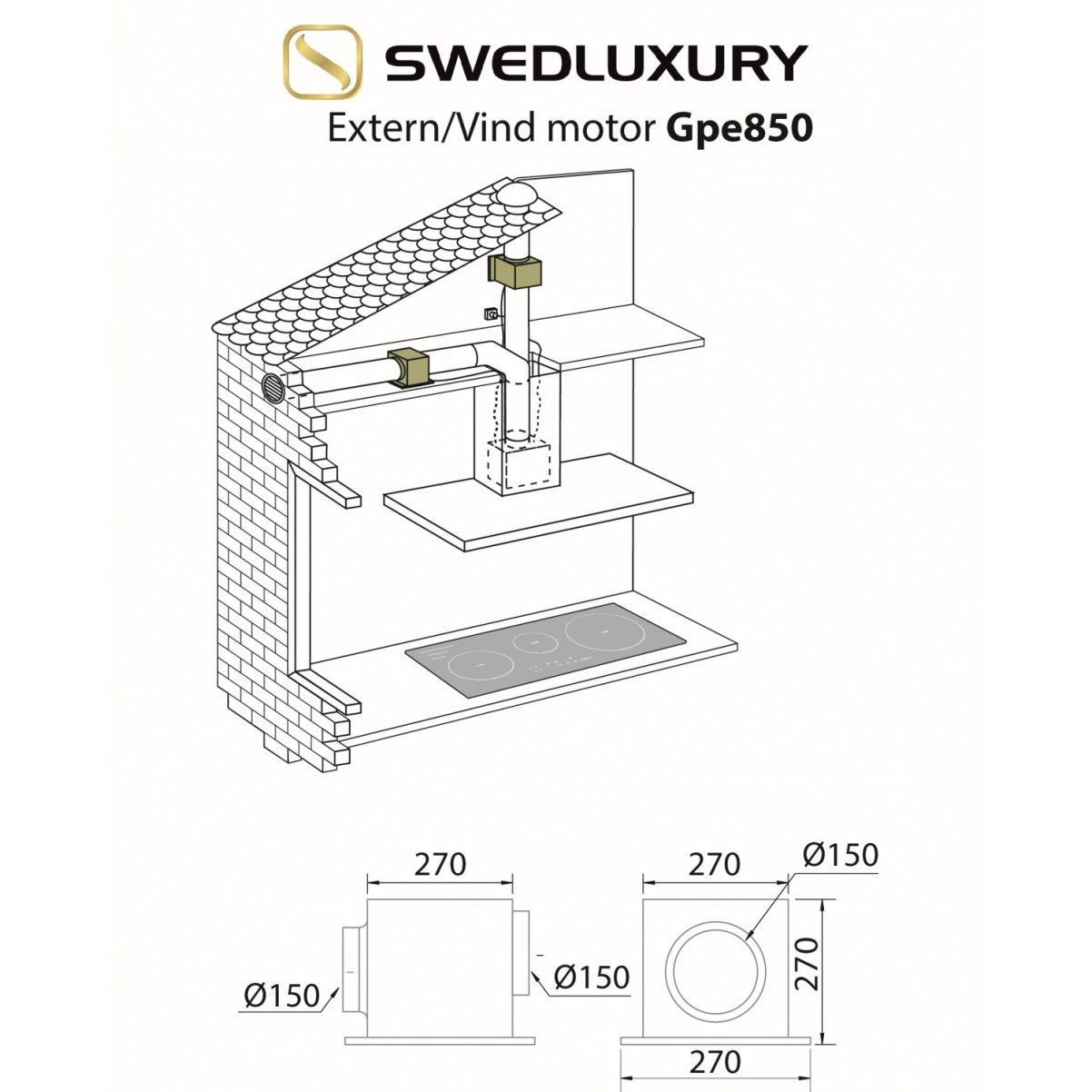 Premium line vertikal köksfläkt Vektor 60cm/90 cm vit/svart glas