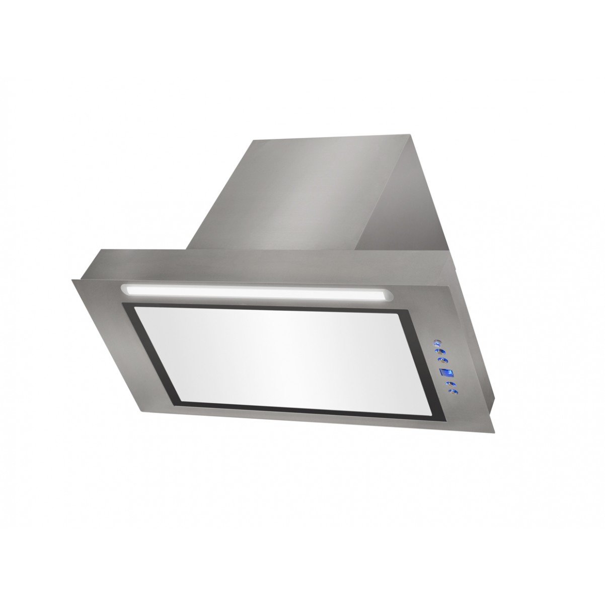 Inbyggnadsfläkt Enzo  rostfritt +vit glas  60cm/90cm