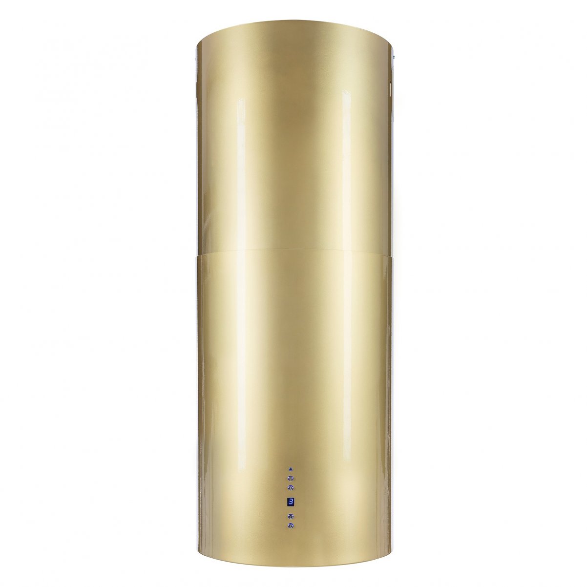 Design frihängande cylinderformad köksfläkt Explorer guld mässing