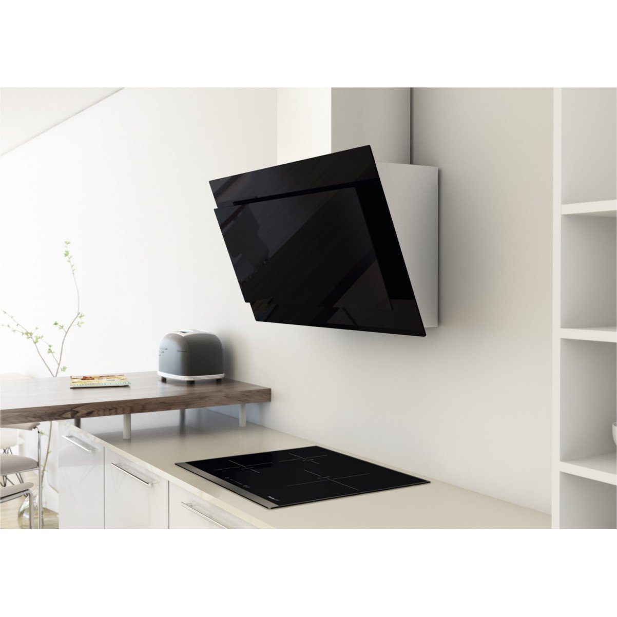 Premium line vertikal köksfläkt Vektor 60cm/90 cm vit/svart glas