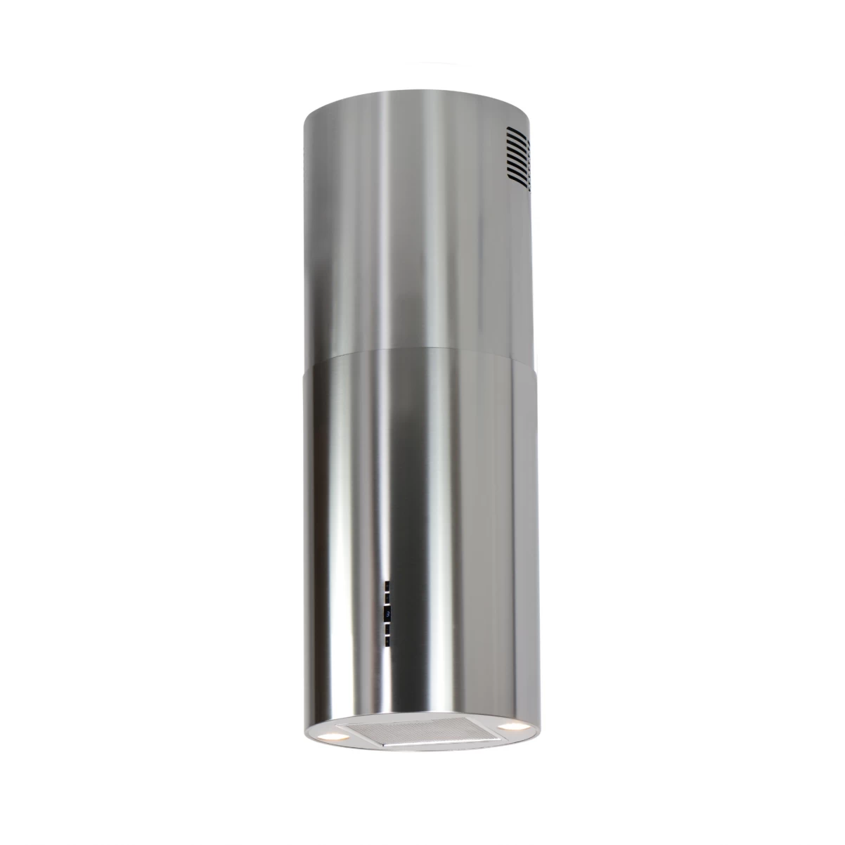 Design frihängande cylinderformad köksfläkt Explorer rostfri