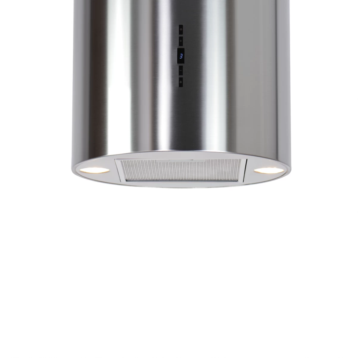 Design frihängande cylinderformad köksfläkt Explorer rostfri