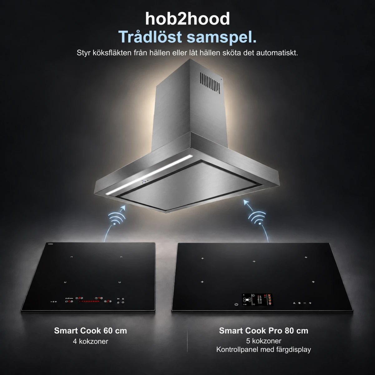 GUINNESS 90 cm – vägghängd köksfläkt i rostfritt stål med geststyrning