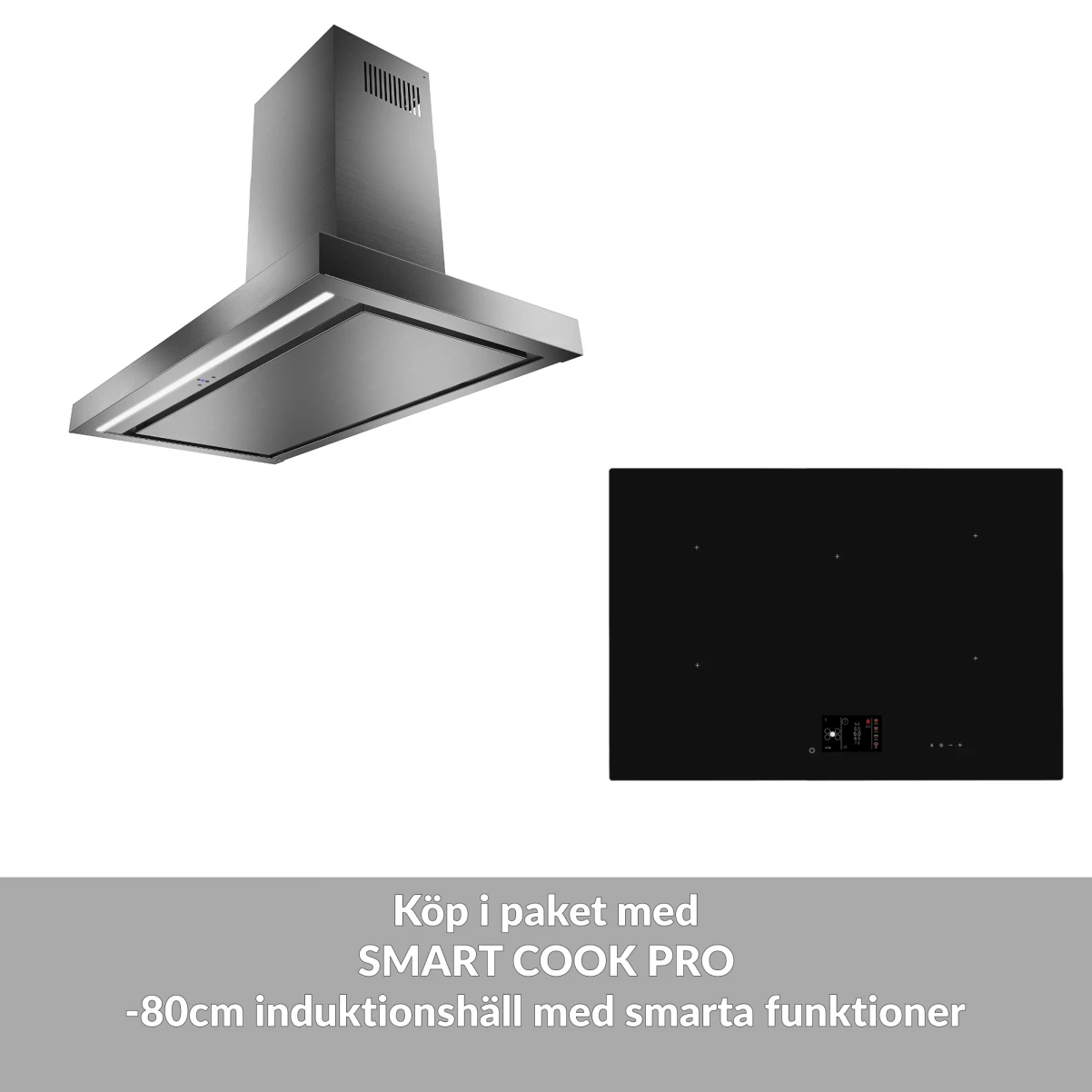GUINNESS 90 cm – vägghängd köksfläkt i rostfritt stål med geststyrning