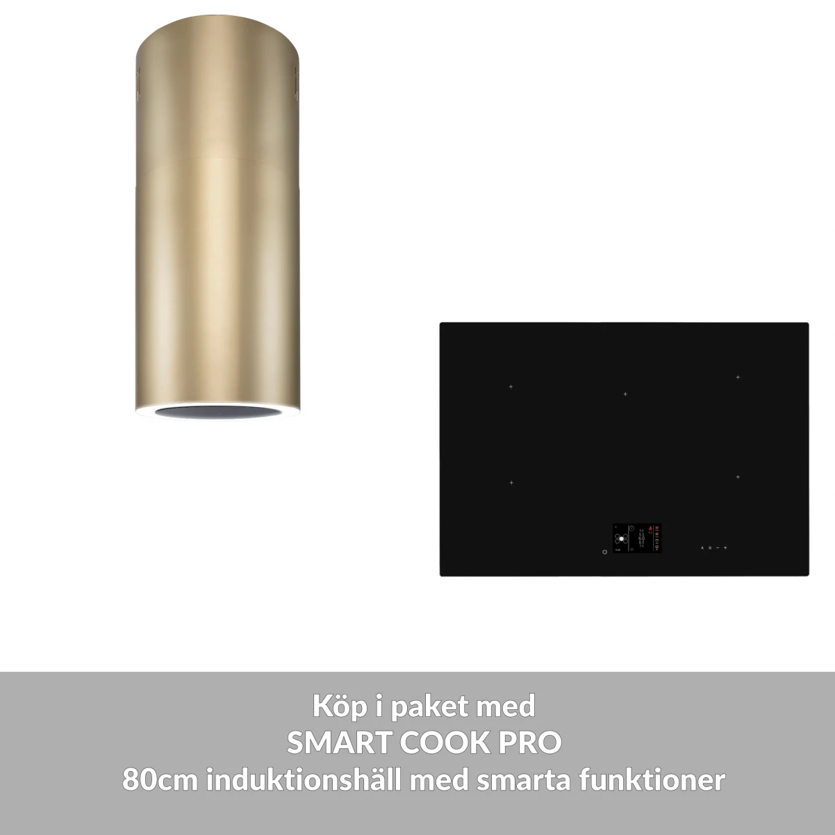 Premium line frihängande köksfläkt Monarc guld-mässing/steel guld