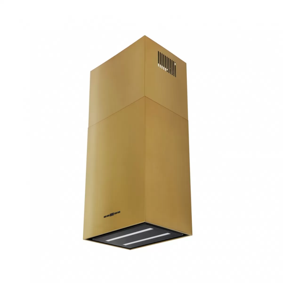 Design frihängande rektangulär köksfläkt Tornet |guld mässing