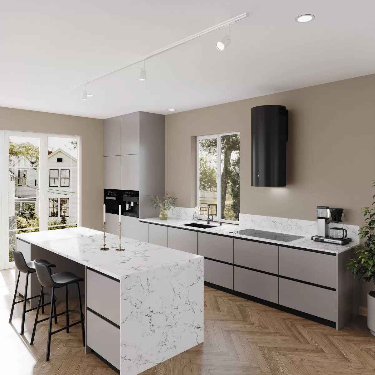 Vägghängd cylinder köksfläkt BALTIC 40 cm  svart