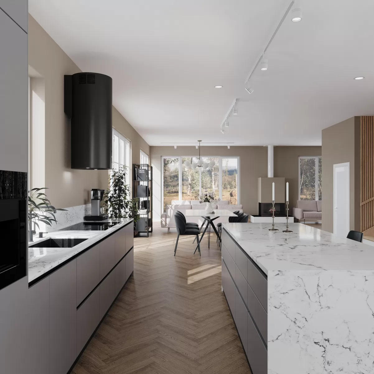 Vägghängd cylinder köksfläkt BALTIC 40 cm  svart