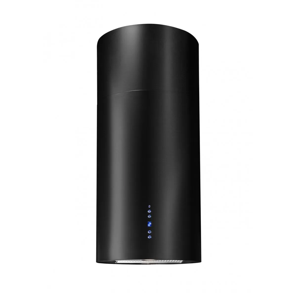 Design frihängande cylinderformad köksfläkt Explorer svart matt