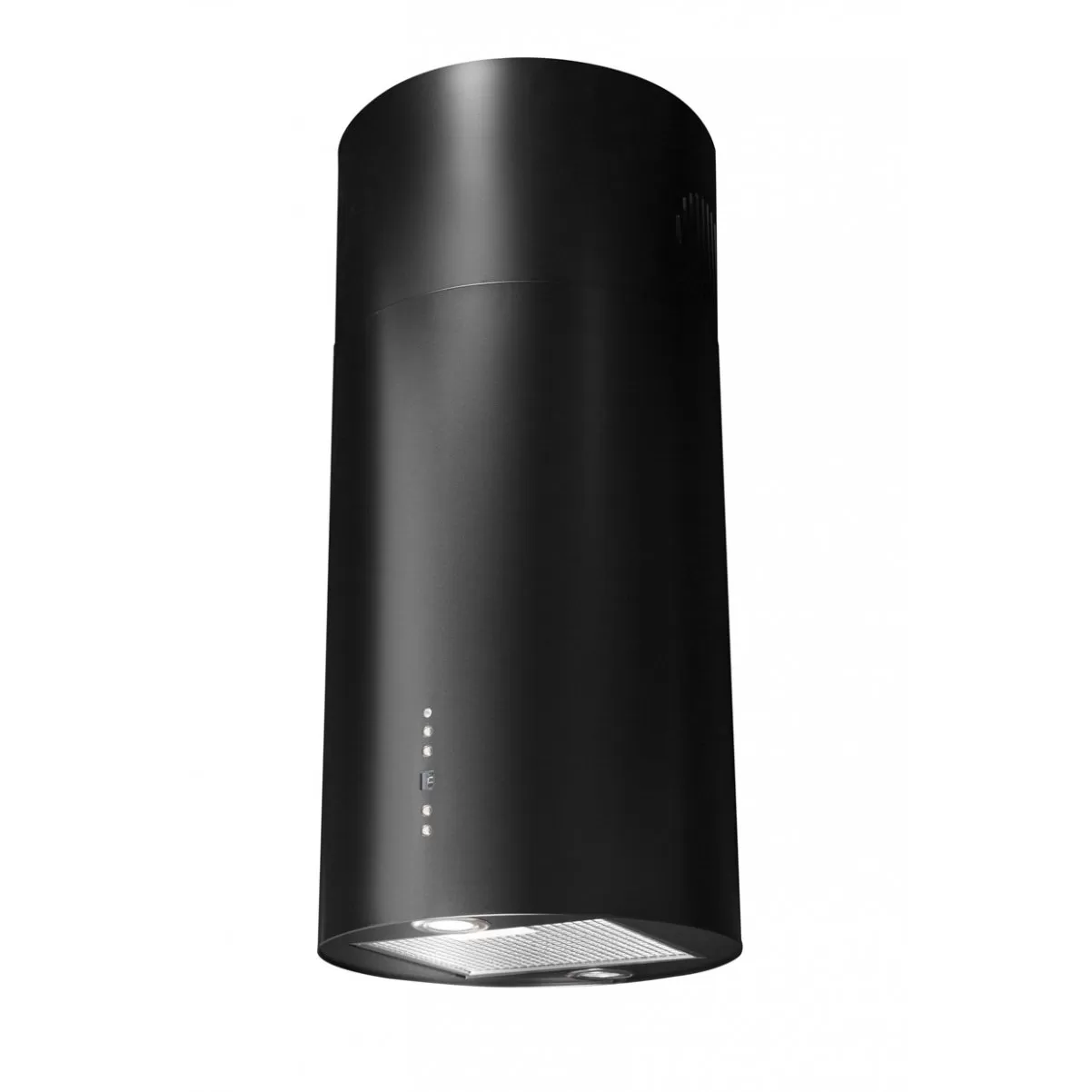 Design frihängande cylinderformad köksfläkt Explorer svart matt