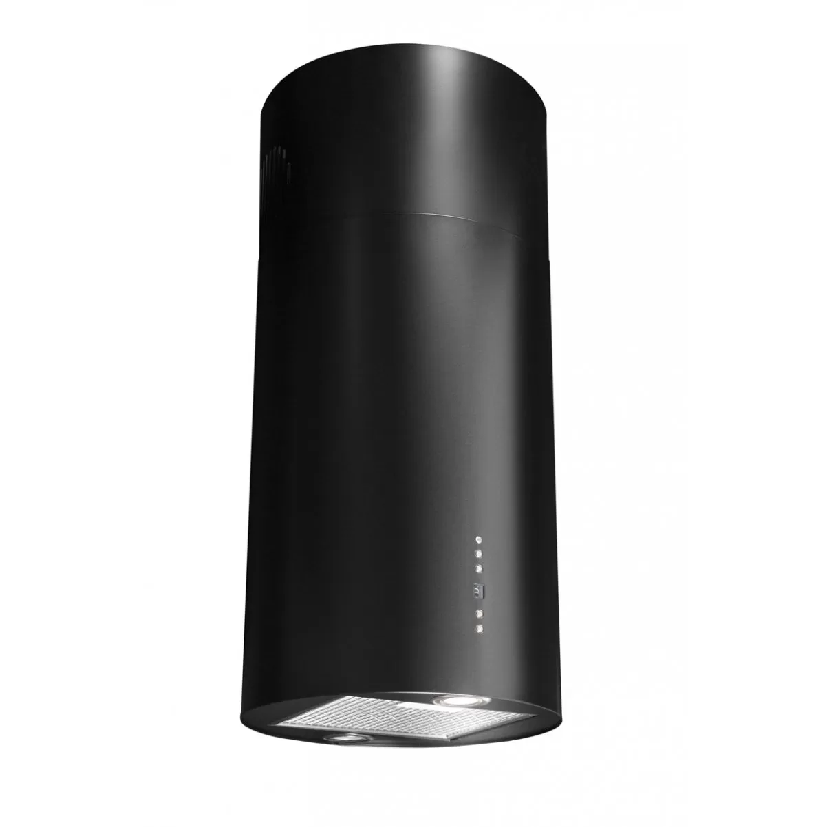 Design frihängande cylinderformad köksfläkt Explorer svart matt