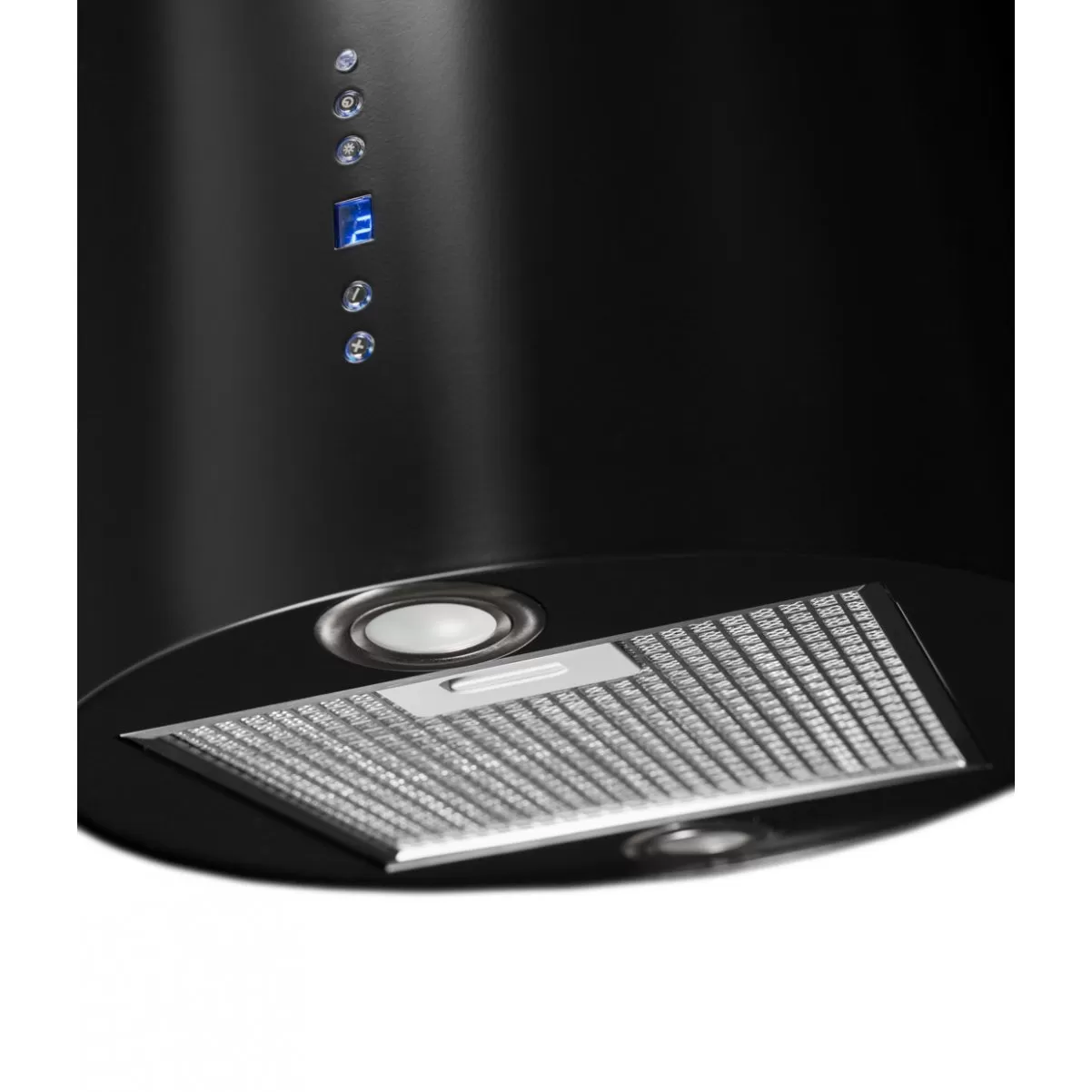 Design frihängande cylinderformad köksfläkt Explorer svart matt