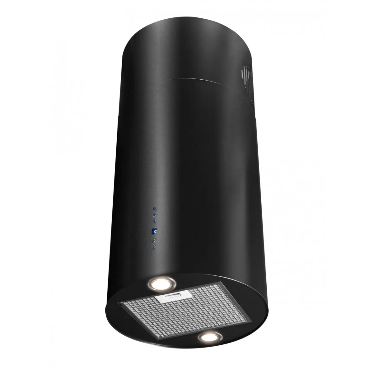 Design frihängande cylinderformad köksfläkt Explorer svart matt