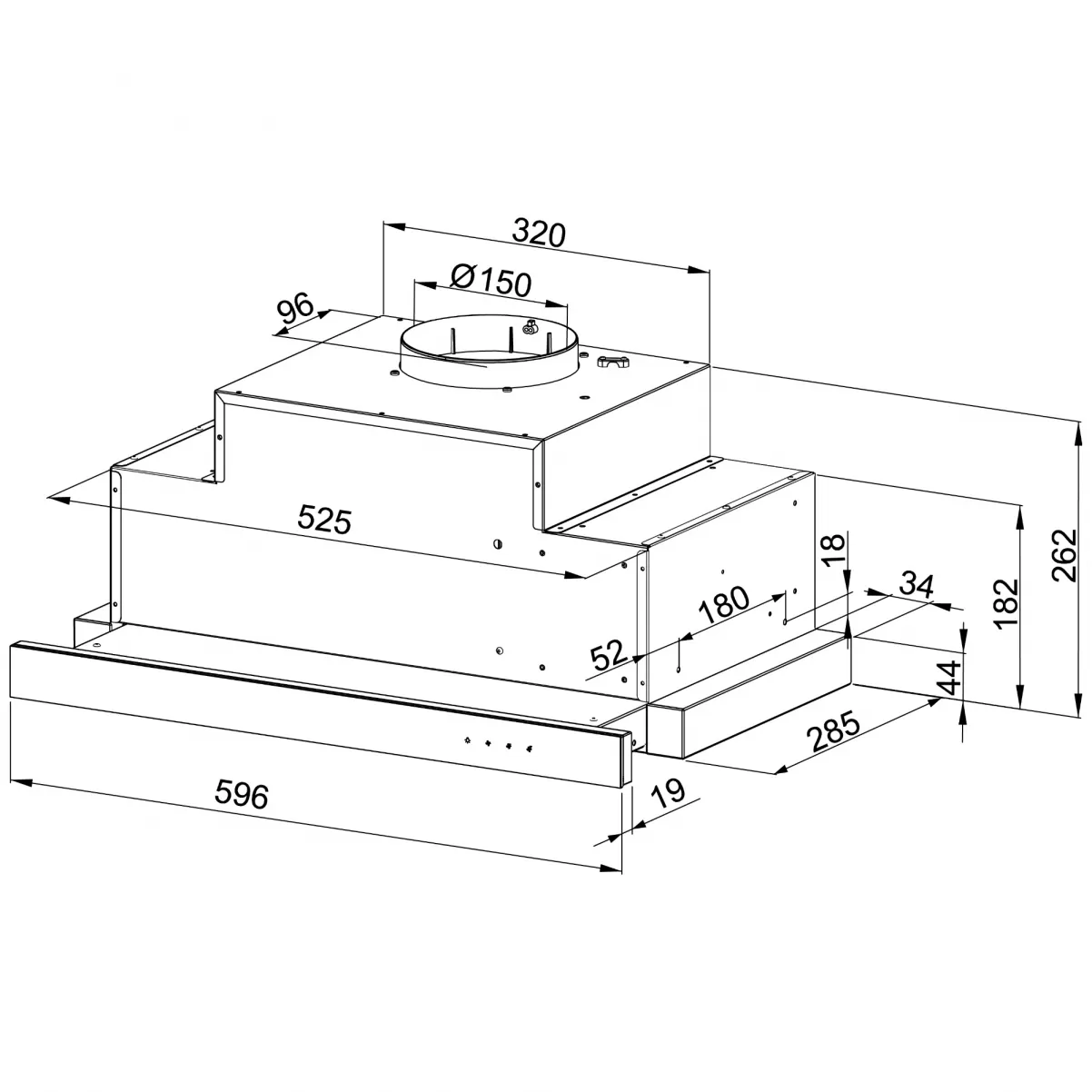Lyx utdragbar köksfläkt Helix svart matt+ svart glas  60 cm