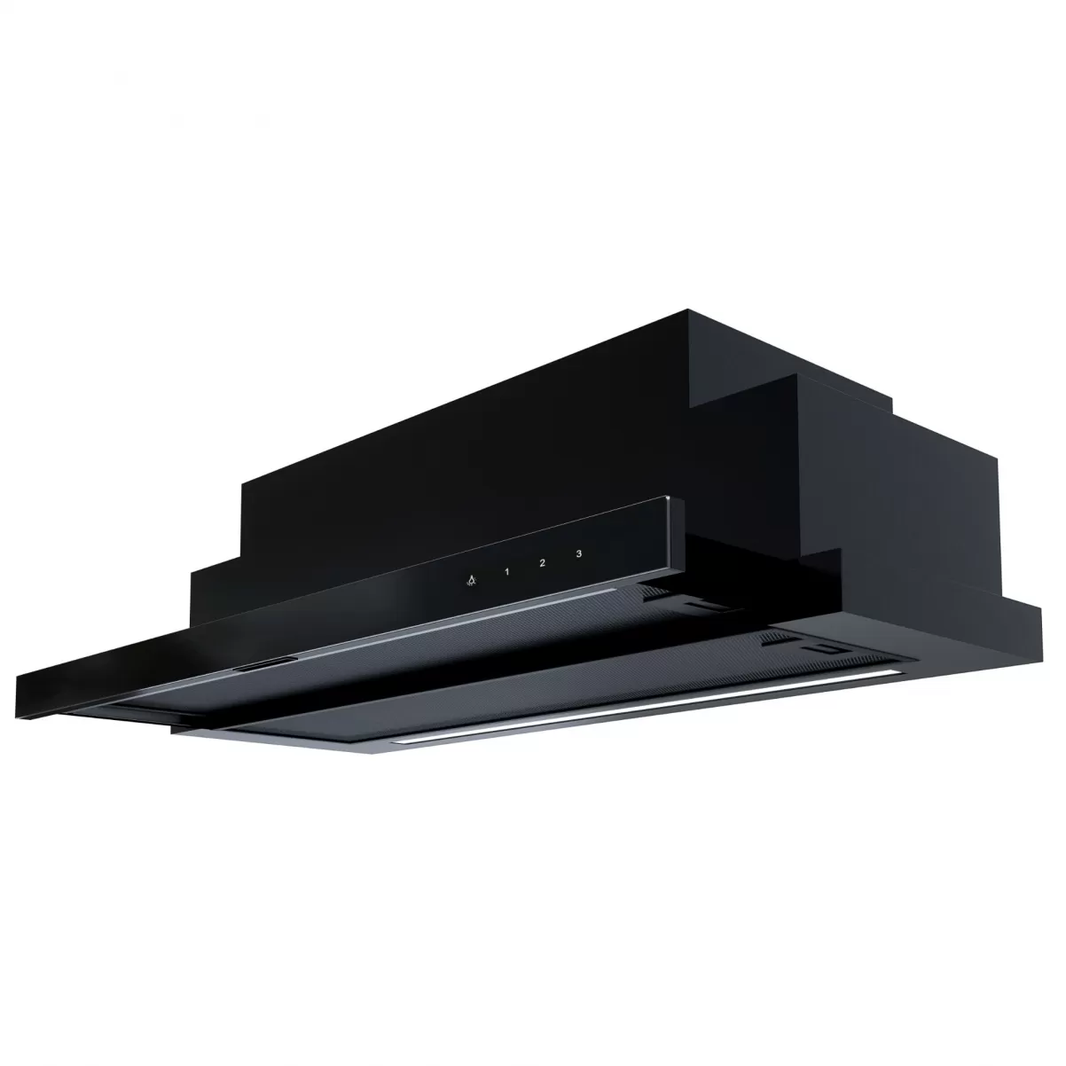 Lyx utdragbar köksfläkt Helix svart matt+ svart glas  60 cm