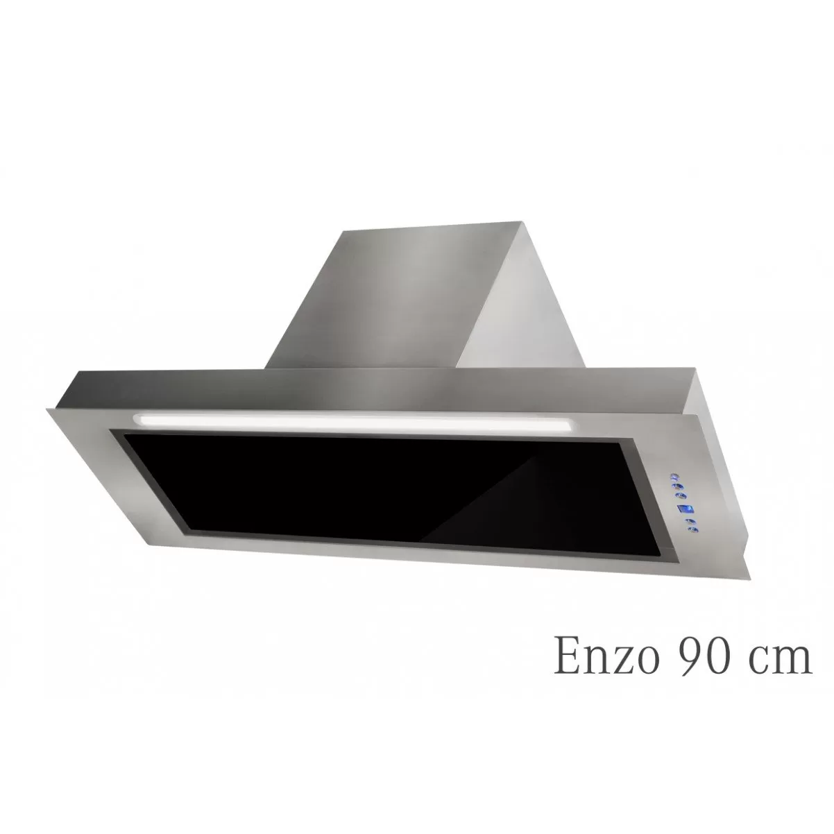 Inbyggnadsfläkt Enzo  rostfritt+ svart glas  60cm/90cm