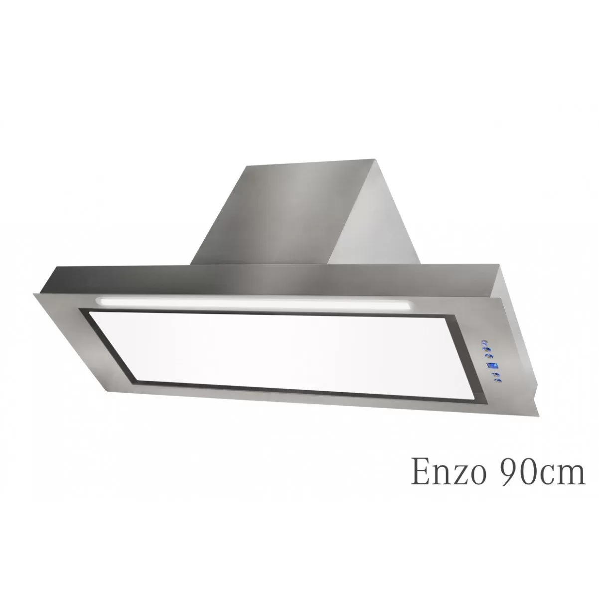 Inbyggnadsfläkt Enzo  rostfritt +vit glas  60cm/90cm