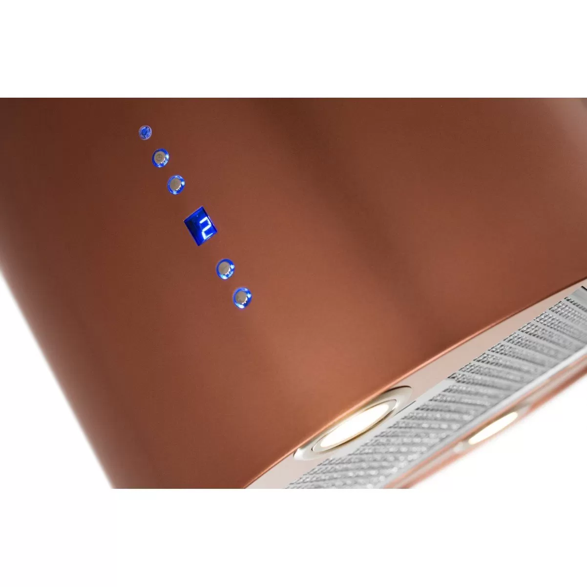 Design frihängande cylinderformad köksfläkt Explorer koppar