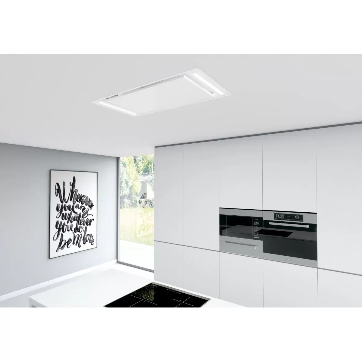 Premium line tak integrerad köksfläkt Swedluxury ZETA ζ  vit 100cm