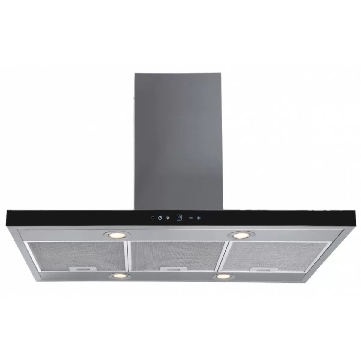 Lyx frihängande köksfläkt Pacific  60cm / 90 cm rostfritt stål+ svart glas