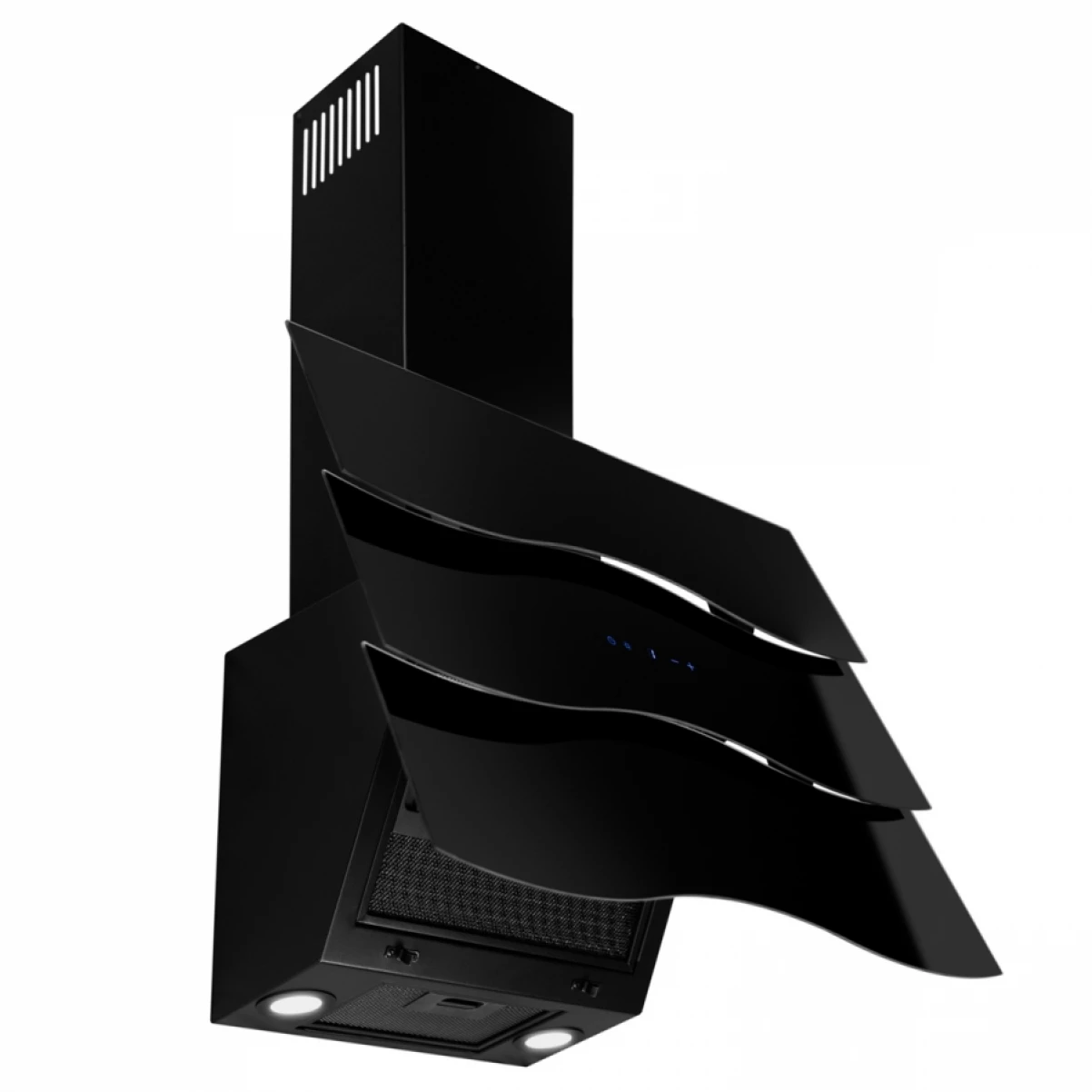 Vägghängd köksfläkt Wave vit/svart  glas 60cm/80cm/90cm