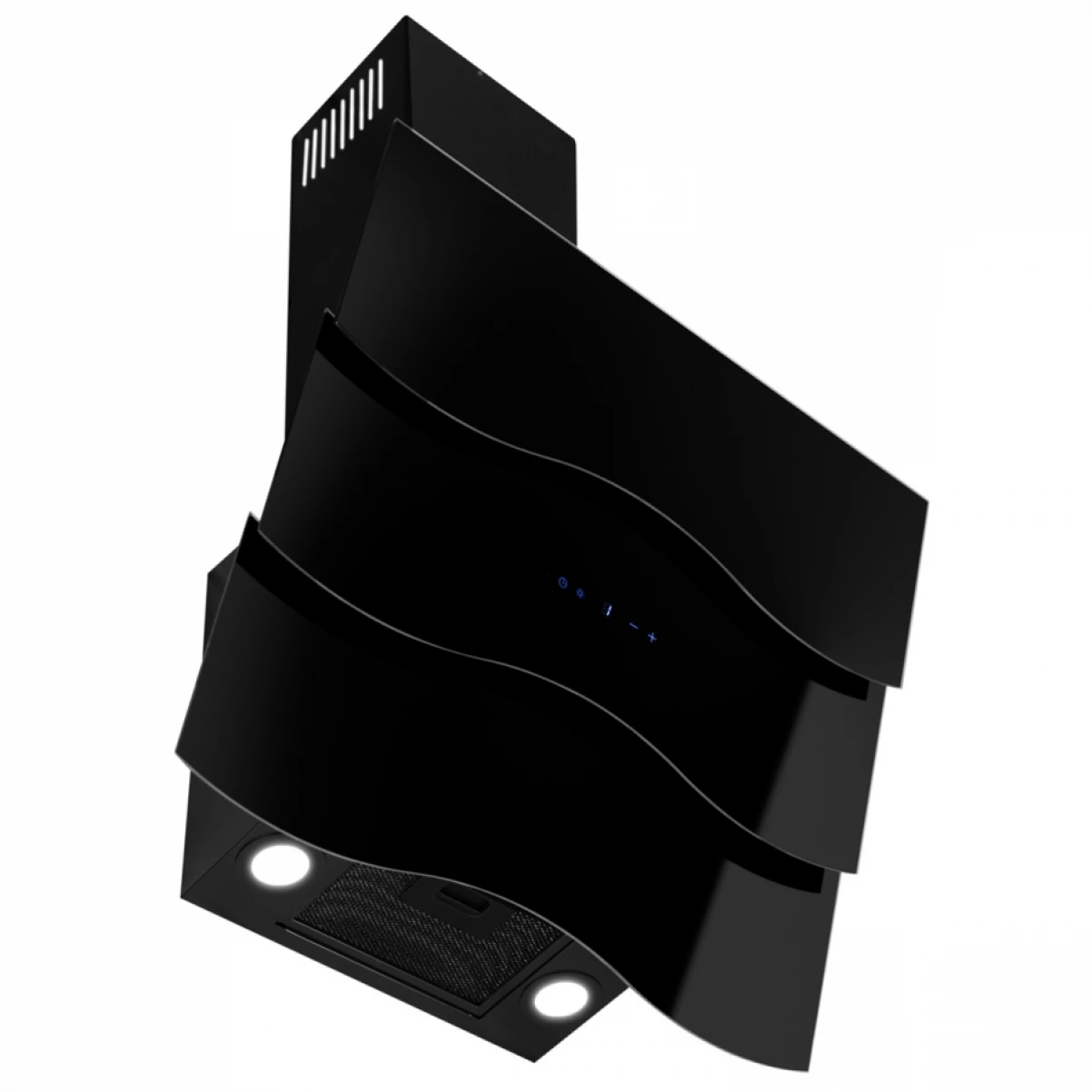 Vägghängd köksfläkt Wave vit/svart  glas 60cm/80cm/90cm